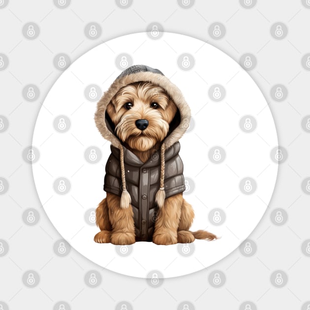 Winter Soft Coated Wheaten Terrier Dog Magnet by Chromatic Fusion Studio